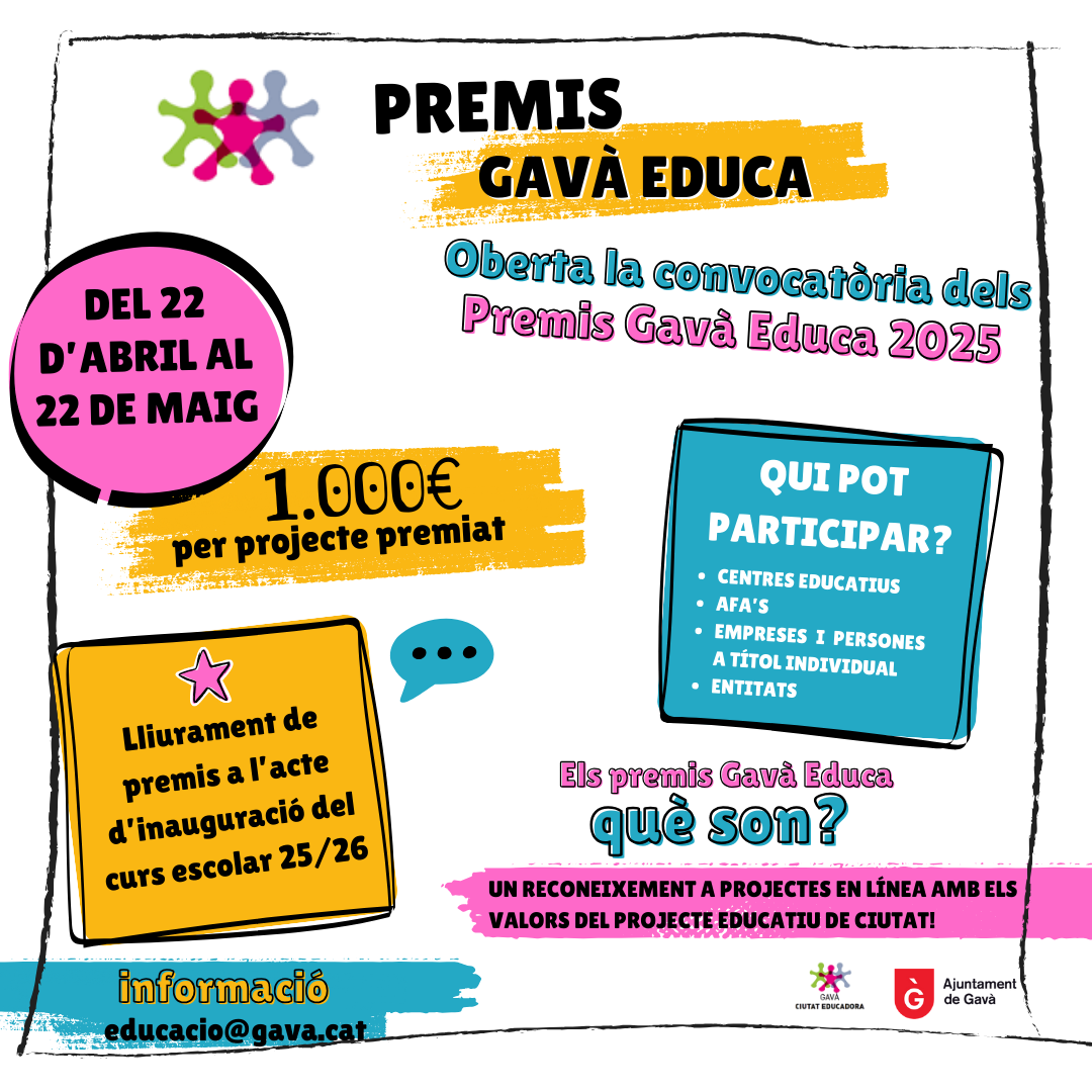 L’Ajuntament convoca els Premis Gavà Educa 2025